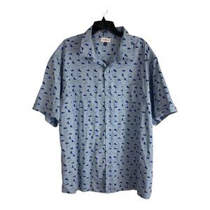 Pacific Marlin Mens Shirt Size 2XB Button Down Blue Short Sleeve Fish Casual